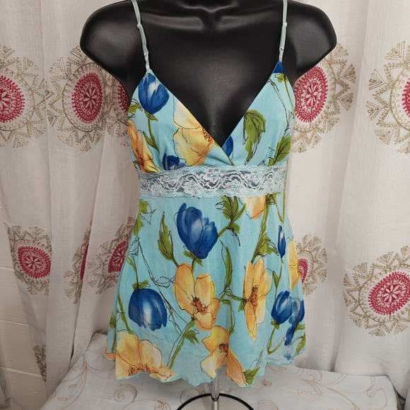 Wet Seal Tops - Wet Seal Hawaiian Print Camisole - Blue and Orange